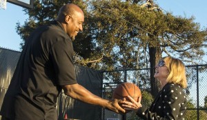 After the ribbon cutting the Mayor played a little one on one with former NBA Star Lamond Murray. She was too quick for him.