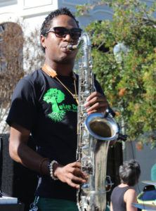 Jacob Scesney warming up for the Squashed Grapes St. Patrick's Day Parade float 2015.