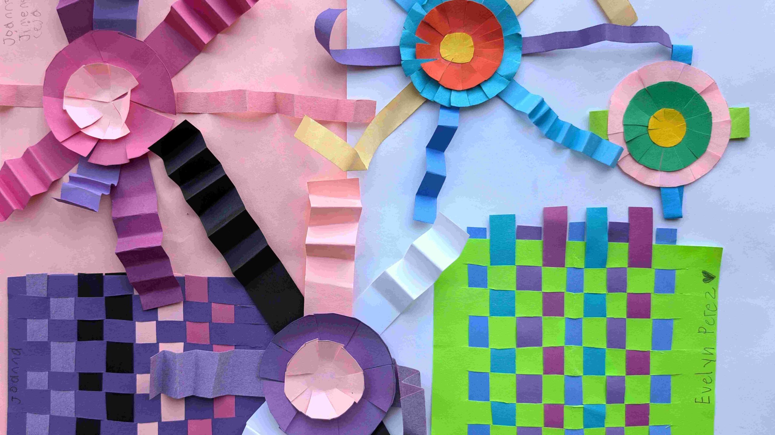 Paper Weaving Collage by Joanna and Evelyn, Grade 4, Elm Elementary.