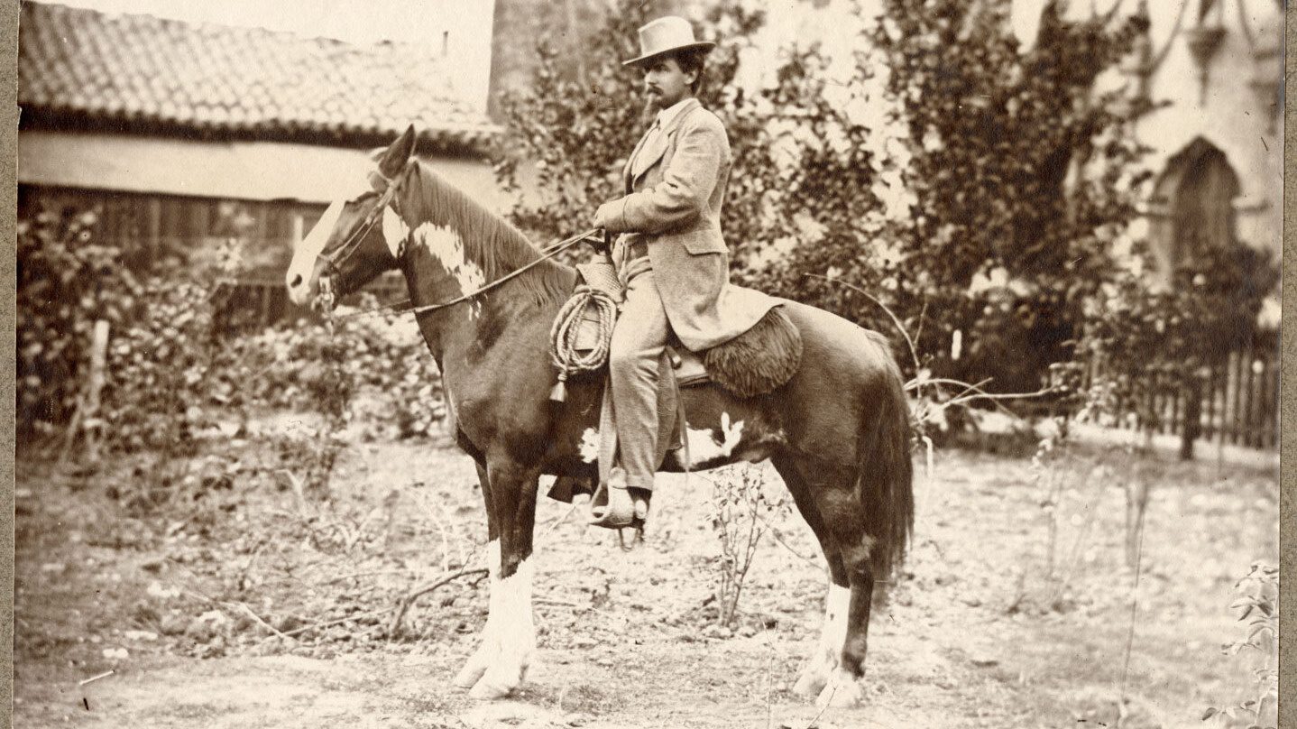 Dr. Cephas L. Bard on horseback.