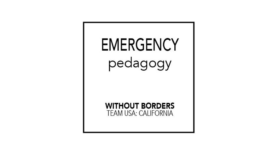 Black and white logo for Emergency Pedagogy.