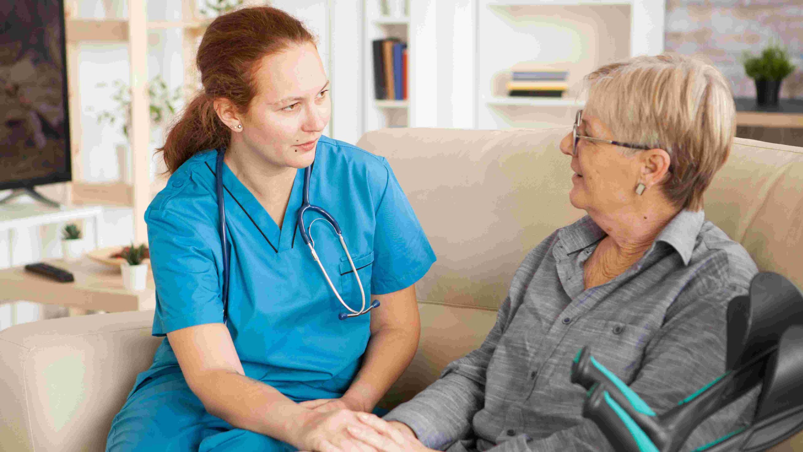 Photo of nurse talking with patient
