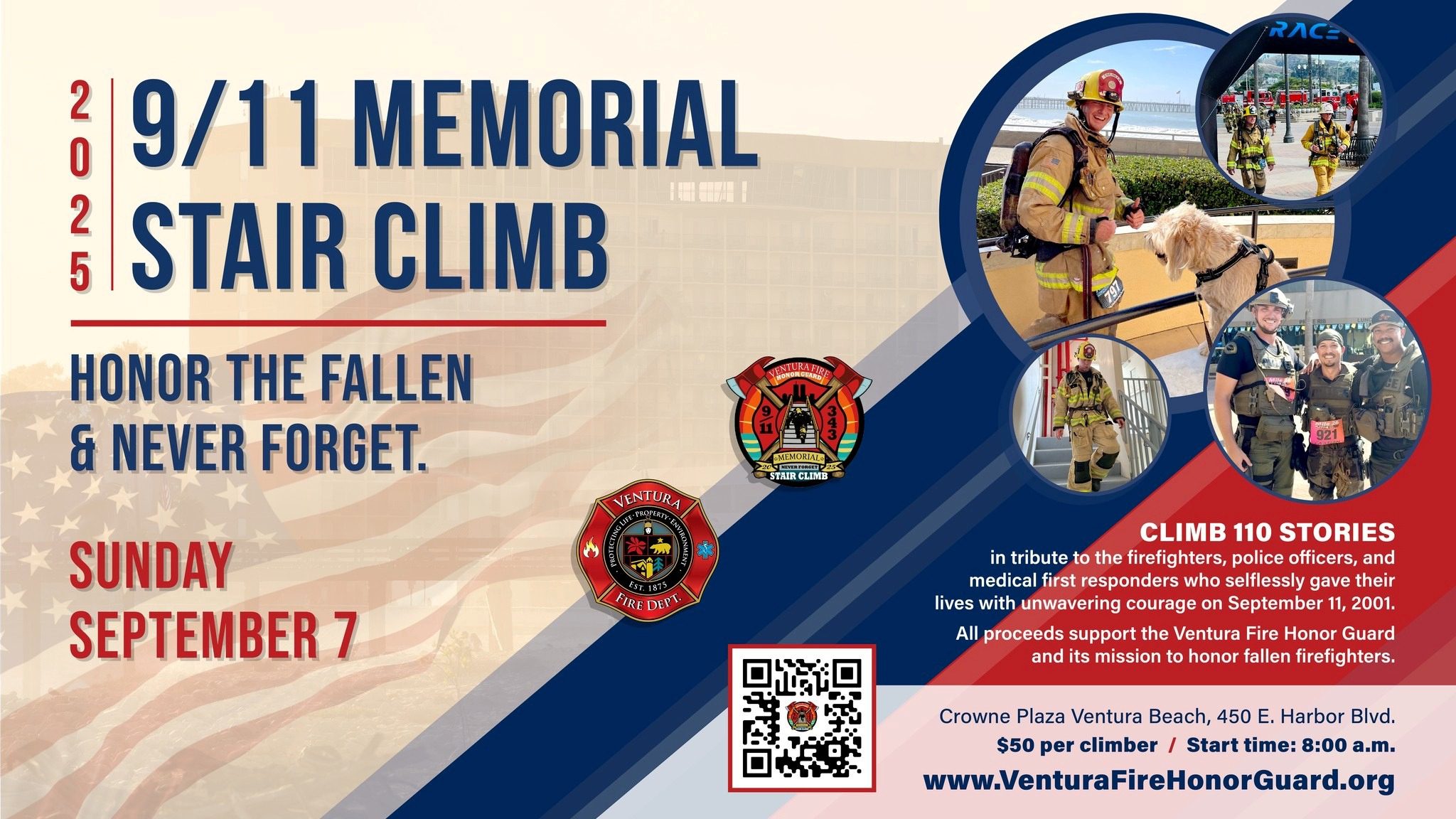Graphic promoting stair climb to commemorate fallen 9/11 firefighters