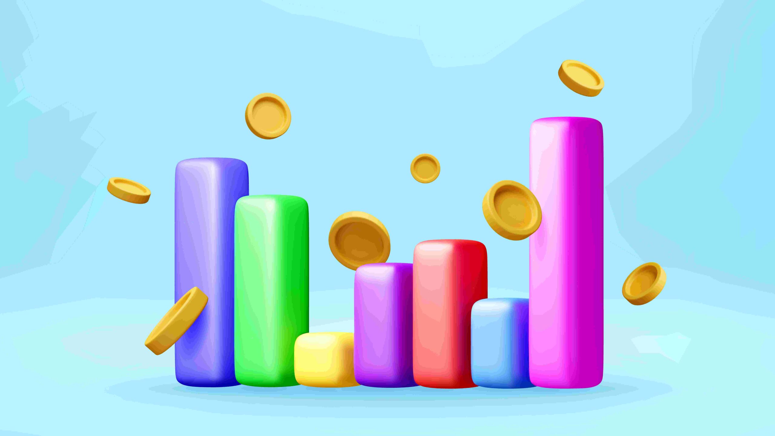3D Graph Chart with coins