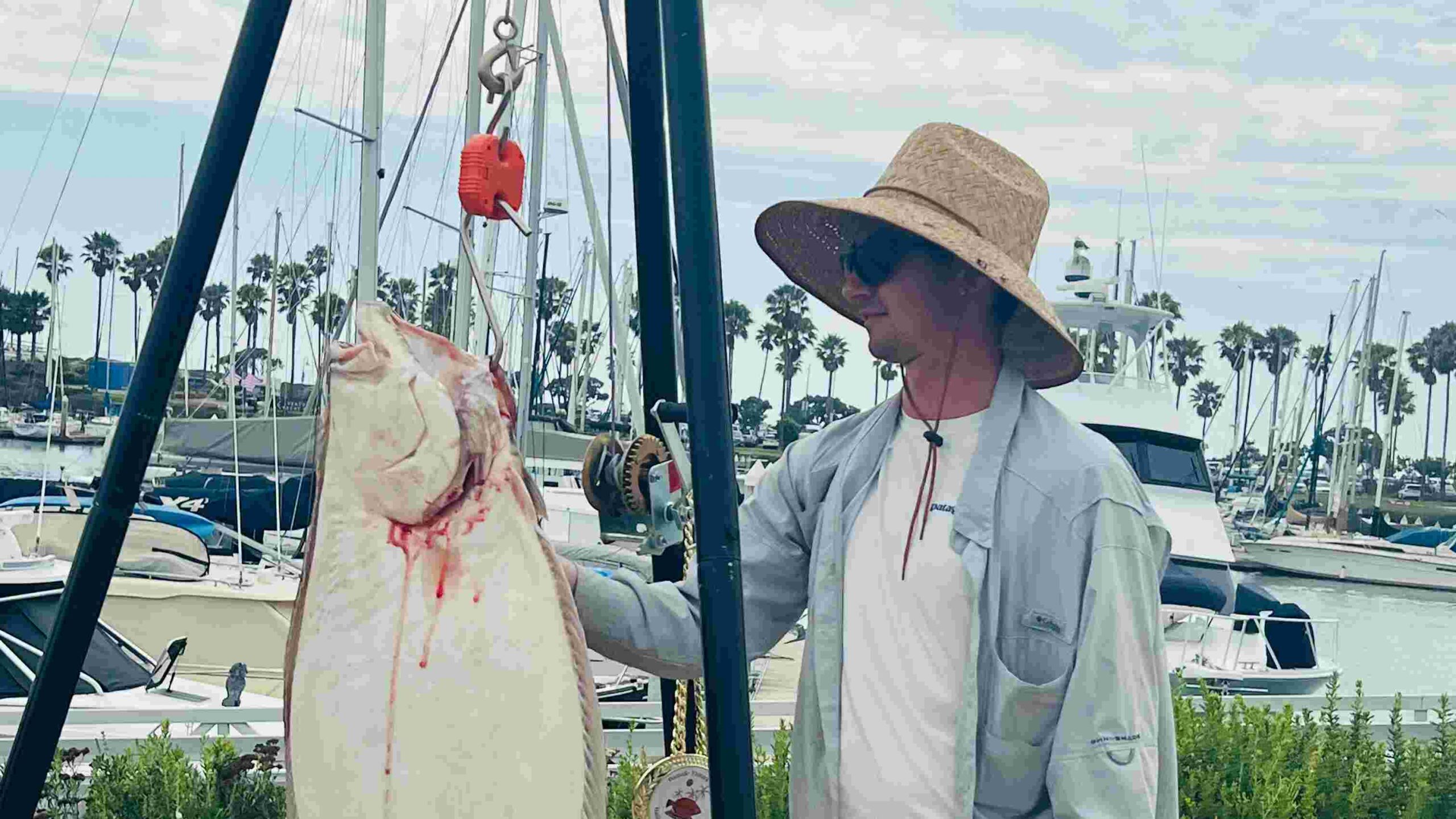 Sean Harvey posing with halibut