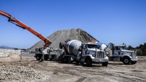 Cement trucks  at worksite