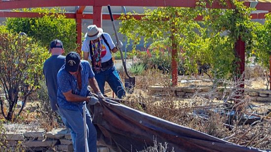 Workers at Southbank Learning Farm site